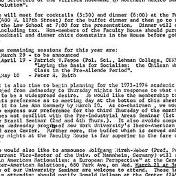 Announcements, 1973-03-15. ...
