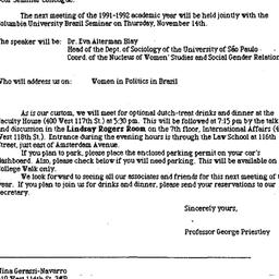 Announcements, 1991-11-14. ...