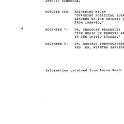 Schedules, Latin America, s...