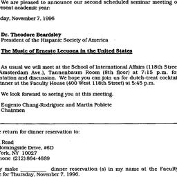 Announcements, 1996-11-07. ...