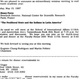 Announcements, 1997-05-15. ...