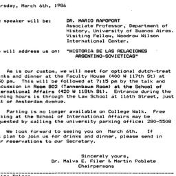 Announcements, 1986-03-06. ...
