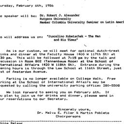 Announcements, 1986-02-06. ...