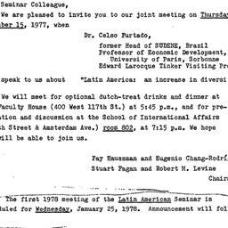 Announcements, 1977-12-15. ...