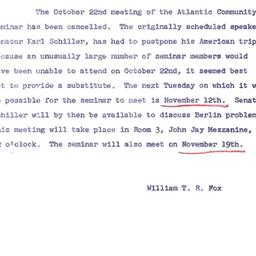 Announcements, 1963-10-16. ...