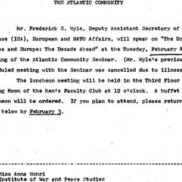 Announcements, 1969-01-13. ...