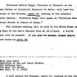 Announcements, 1969-04-08. ...