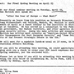 Announcements, 1974-04-15. ...