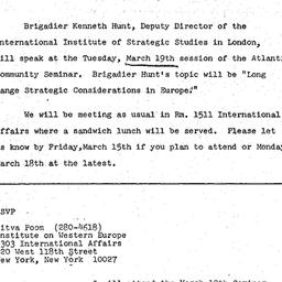Announcements, 1974-03-19. ...