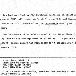 Announcements, 1973-12-04. ...