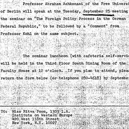 Announcements, 1973-09-25. ...