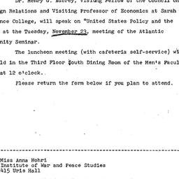 Announcements, 1965-11-11. ...