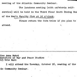 Announcements, 1965-10-15. ...