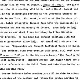 Announcements, 1976-04-12. ...
