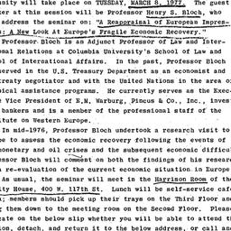 Announcements, 1977-03-08. ...