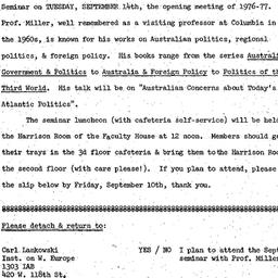 Announcements, 1976-09-14. ...