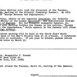Announcements, 1971-03-05. ...
