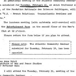 Announcements, 1967-01-30. ...