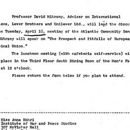 Announcements, 1967-04-03. ...