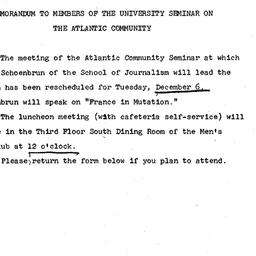 Announcements, 1966-11-22. ...