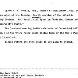 Announcements, 1967-04-20. ...