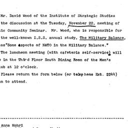 Announcements, 1966-11-16. ...