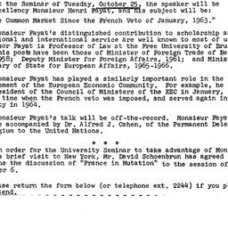 Announcements, 1966-10-19. ...