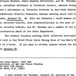 Announcements, 1972-01-11. ...