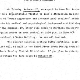 Announcements, 1971-10-13. ...