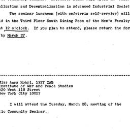 Announcements, 1972-03-13. ...