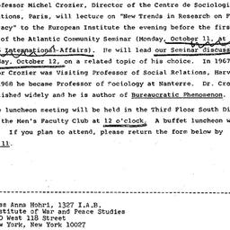 Announcements, 1971-10-01. ...