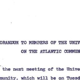 Announcements, 1962-10-15. ...