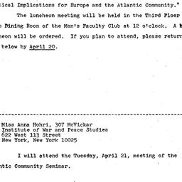 Announcements, 1970-04-09. ...