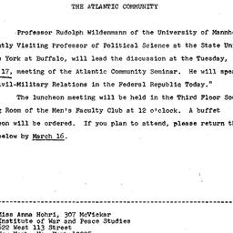 Announcements, 1970-03-03. ...