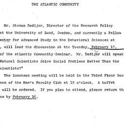 Announcements, 1970-02-03. ...