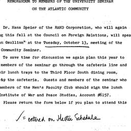 Announcements, 1964-10-02. ...