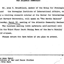 Announcements, 1965-03-02. ...
