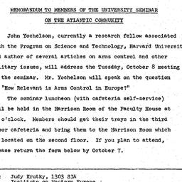 Announcements, 1974-10-08. ...