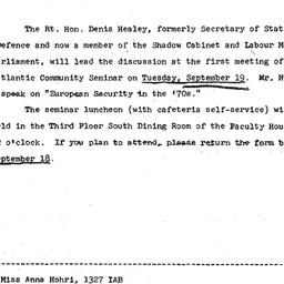 Announcements, 1973-08-04. ...