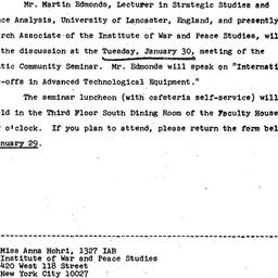 Announcements, 1972-12-28. ...