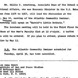Announcements, 1968-04-23. ...