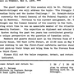 Announcements, 1978-05-09. ...