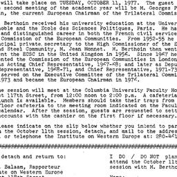 Announcements, 1977-10-11. ...