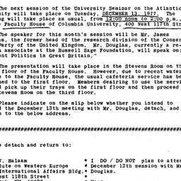 Announcements, 1977-12-13. ...