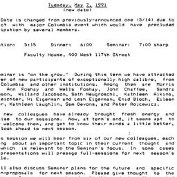 Announcements, 1991-05-17. ...