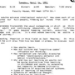 Announcements, 1991-04-16. ...