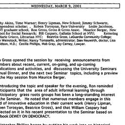Minutes, 2001-03-09. Innova...