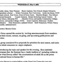 Minutes, 2001-05-09. Innova...