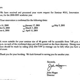 Correspondence, 2001-05-22....