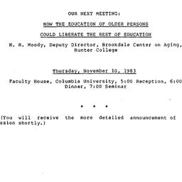 Announcements, 1983-11-10. ...
